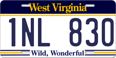 WV license plate 1NL830