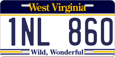 WV license plate 1NL860