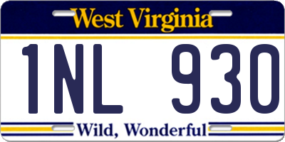 WV license plate 1NL930