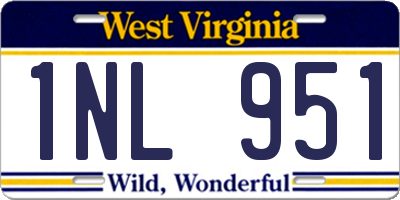 WV license plate 1NL951