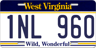 WV license plate 1NL960