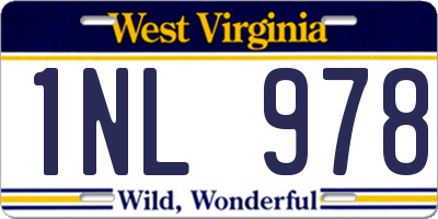 WV license plate 1NL978