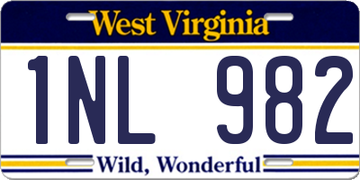 WV license plate 1NL982