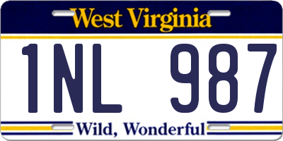 WV license plate 1NL987