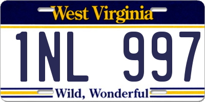 WV license plate 1NL997