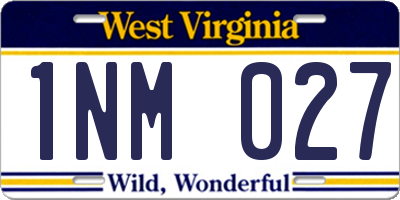 WV license plate 1NM027