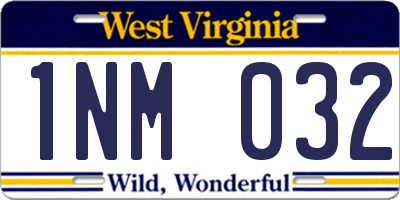 WV license plate 1NM032