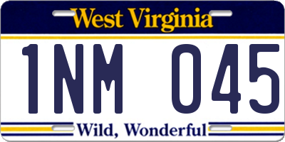 WV license plate 1NM045