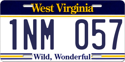 WV license plate 1NM057