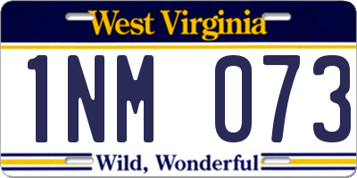 WV license plate 1NM073