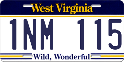 WV license plate 1NM115