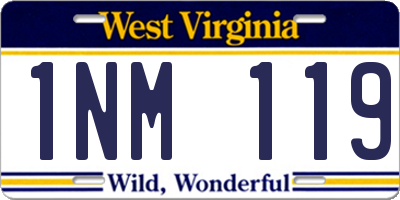 WV license plate 1NM119