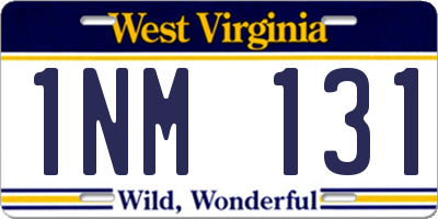 WV license plate 1NM131