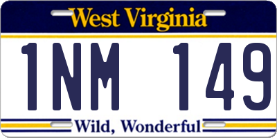 WV license plate 1NM149
