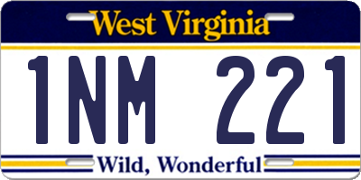 WV license plate 1NM221