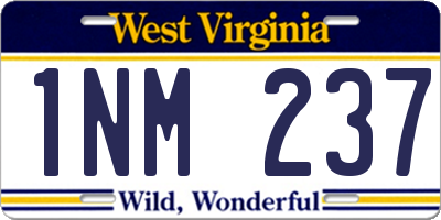 WV license plate 1NM237