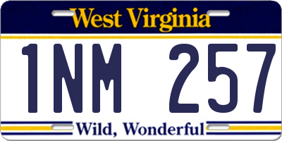 WV license plate 1NM257