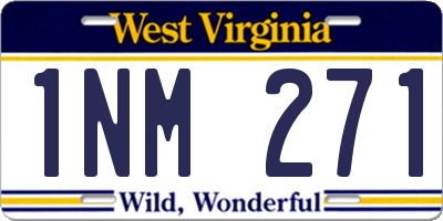 WV license plate 1NM271