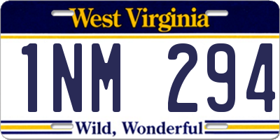 WV license plate 1NM294