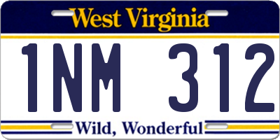 WV license plate 1NM312