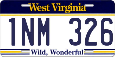 WV license plate 1NM326