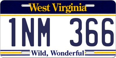 WV license plate 1NM366