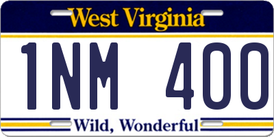 WV license plate 1NM400