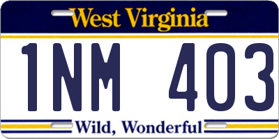 WV license plate 1NM403