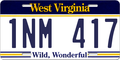 WV license plate 1NM417