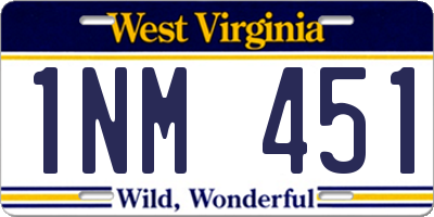 WV license plate 1NM451