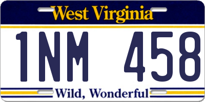 WV license plate 1NM458