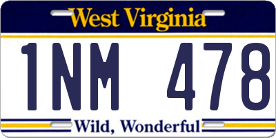 WV license plate 1NM478