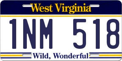 WV license plate 1NM518