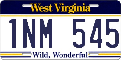 WV license plate 1NM545