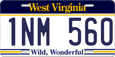 WV license plate 1NM560