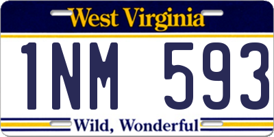 WV license plate 1NM593