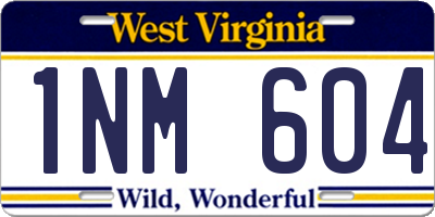 WV license plate 1NM604