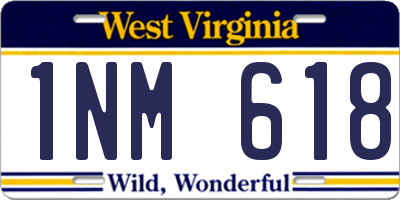WV license plate 1NM618