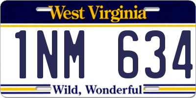 WV license plate 1NM634