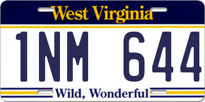 WV license plate 1NM644