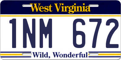 WV license plate 1NM672