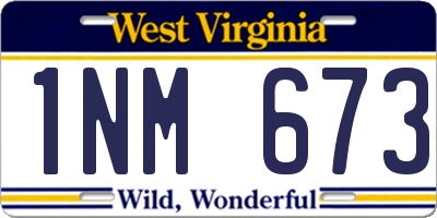 WV license plate 1NM673