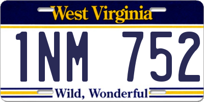 WV license plate 1NM752