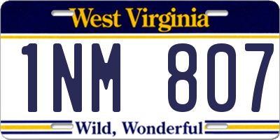 WV license plate 1NM807