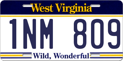 WV license plate 1NM809