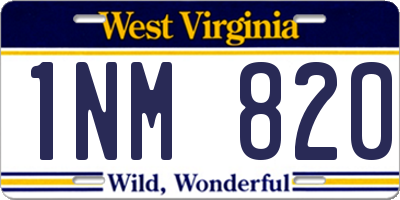 WV license plate 1NM820