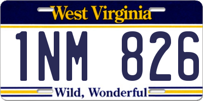 WV license plate 1NM826