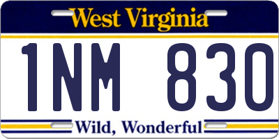 WV license plate 1NM830