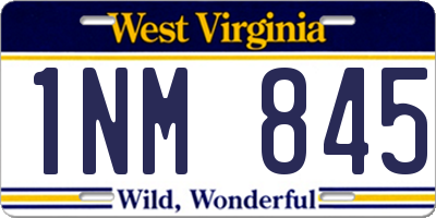 WV license plate 1NM845