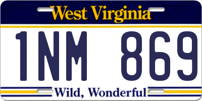 WV license plate 1NM869